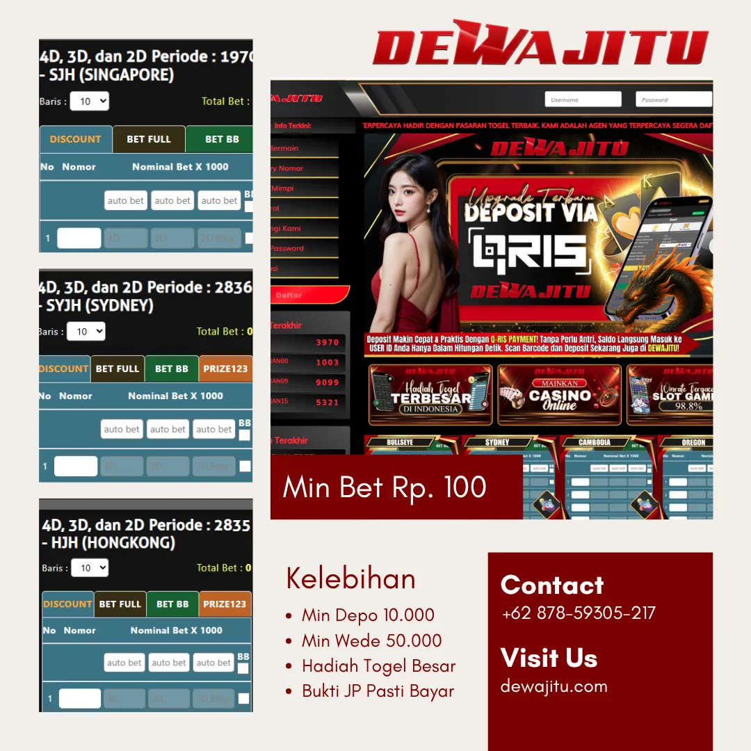 Deposit QRIS Cepat Dewajitu 👈 Togel Online Modal 10 Ribu, Fee 0 %, Rolling Bonus 1%